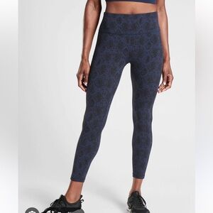 Athleta Ultimate Stash 7/8 Tight in Snake Print Dress Blue